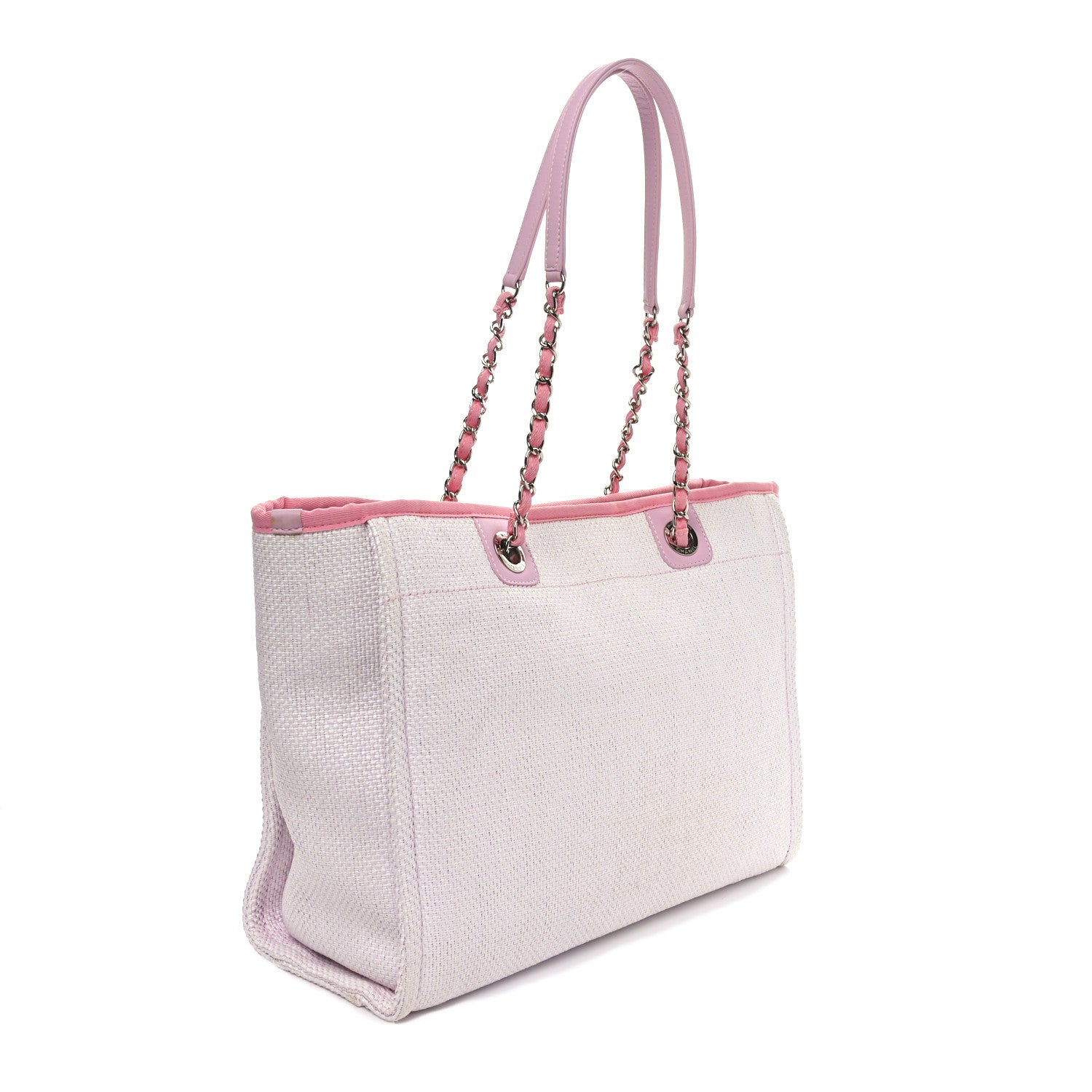 Chanel Woven Straw Raffia Small Deauville Tote Pink 3 of 10