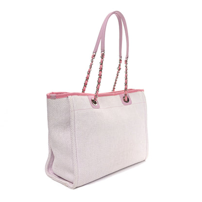 Chanel Woven Straw Raffia Small Deauville Tote Pink 3 of 10