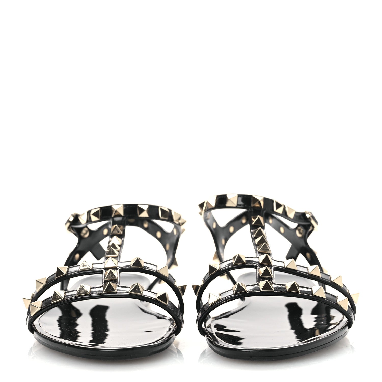 Valentino Garavani PVC Jelly Rockstud Caged Sandals 38 Black 3 of 10