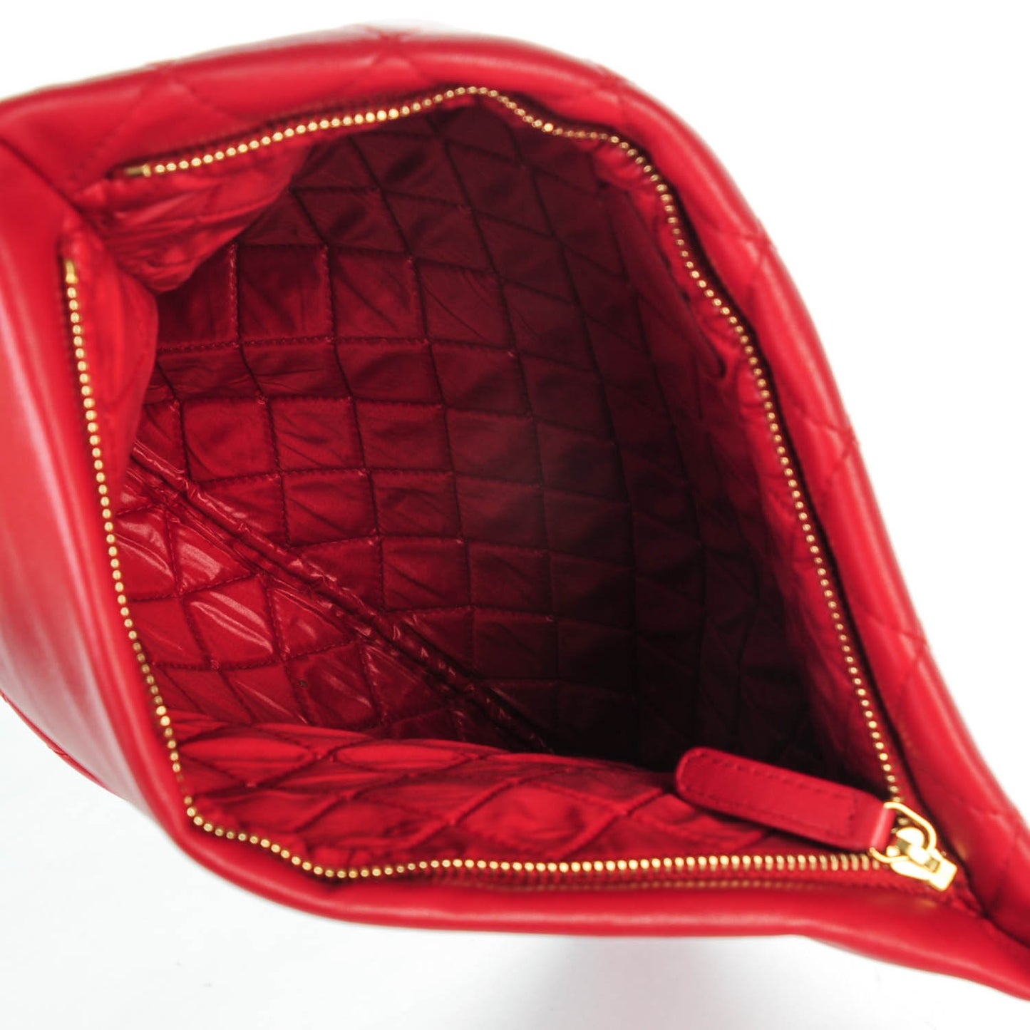 Lambskin Quilted CC Beauty Clutch Red
