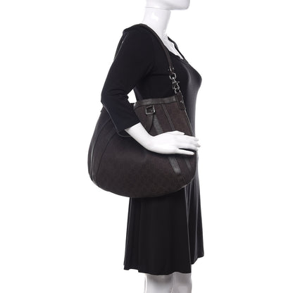 Gucci Monogram Medium Abbey Convertible Tote Dark Brown 2 of 9