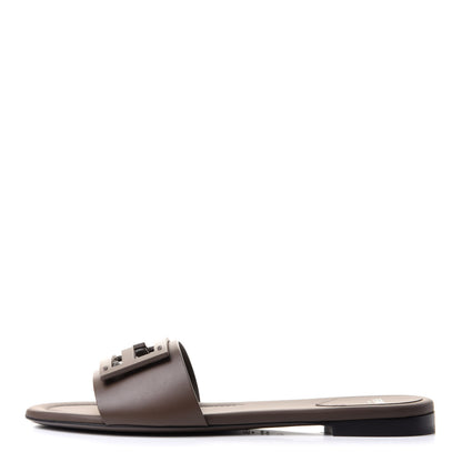 Fendi Vitello Cuoio Baguette Flat Slide Sandals 40 Maya 1 of 10