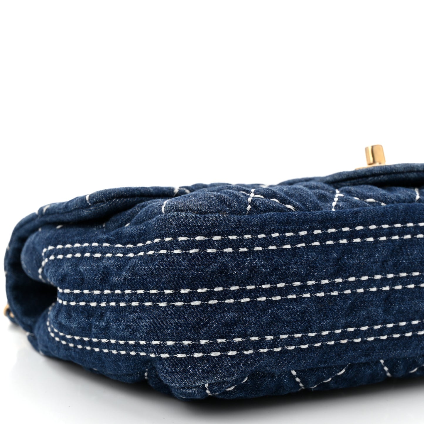 Denim Quilted Medium Denim Trip Single Flap Blue