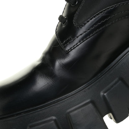Prada Spazzolato Rois Nylon Metal Triangle Logo Monolith Pouch Pocket 55mm Boots 39.5 Black 16 of 20