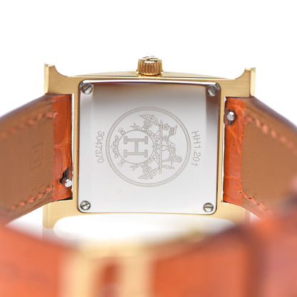 Hermes Stainless Steel Alligator 21mm Heure H Hour Quartz Watch Orange 4 of 5