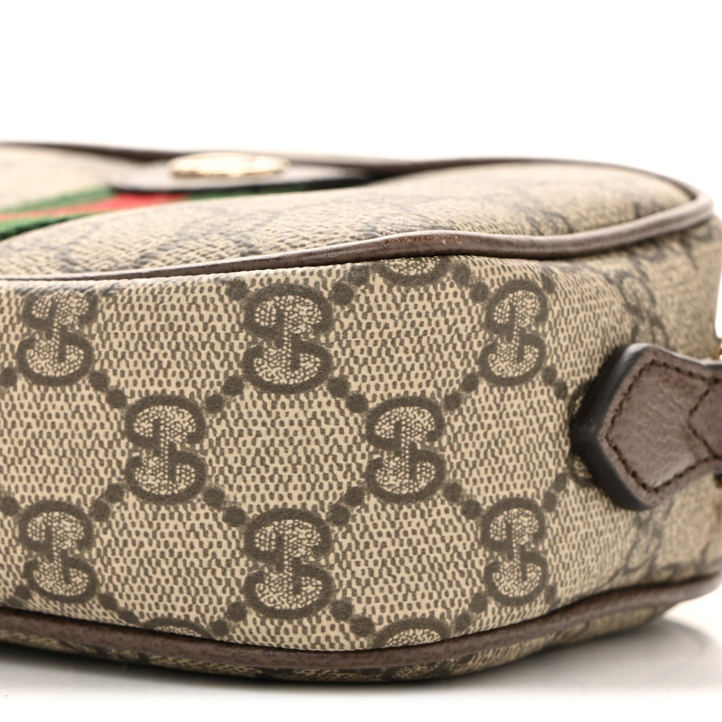 GG Supreme Monogram Web Small Ophidia Camera Bag Beige Dark Brown