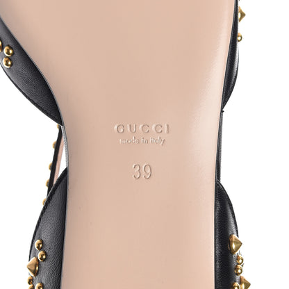 Gucci Malaga Kid Studded Pointed Toe Unia Flats 39 Black 7 of 8