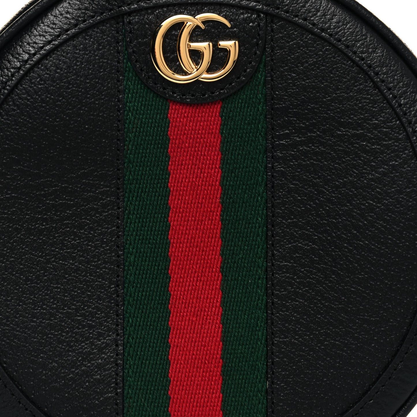 Grained Calfskin Web Mini Ophidia Round Backpack Black