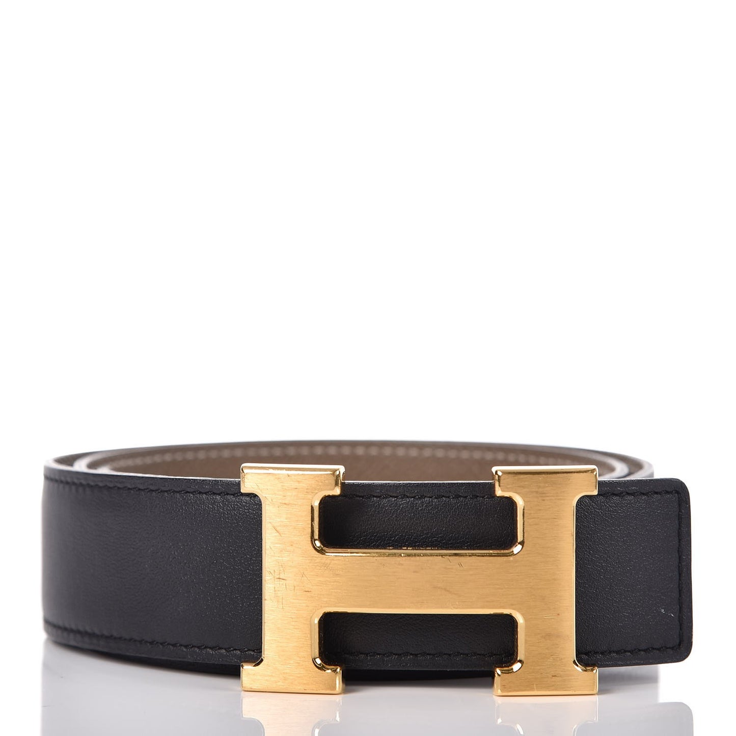 Swift Epsom 32mm H Belt 85 Black Etoupe