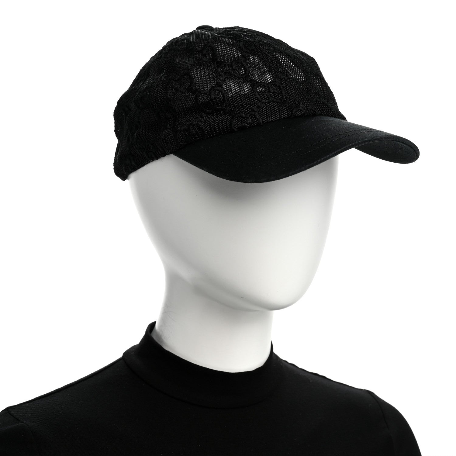 Gucci Mesh GG Monogram Shivali Baseball Hat M Black 2 of 9