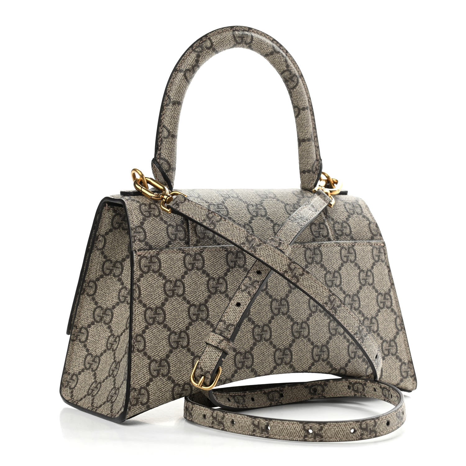 Balenciaga X GUCCI GG Supreme Monogram Small Hourglass Top Handle Bag Beige Ebony 3 of 11