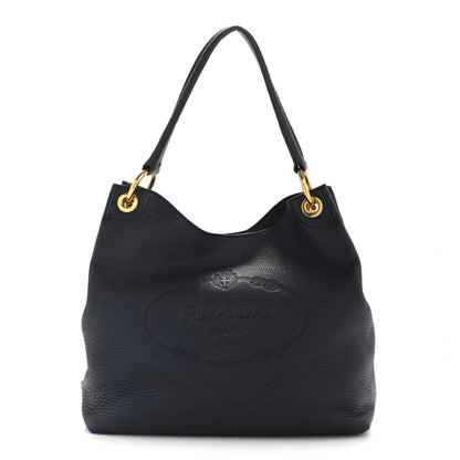 Prada Vitello Phenix Embossed Logo Hobo Baltico 1 of 16
