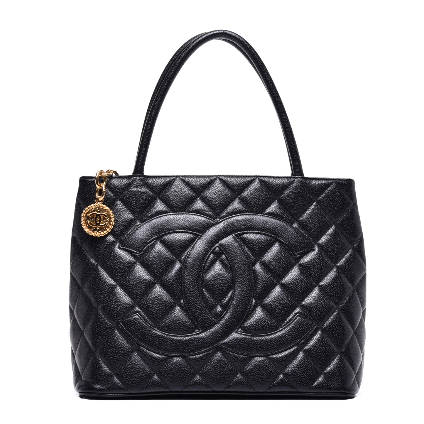 Caviar Quilted Medallion Tote Black