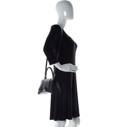 Balenciaga Grained Calfskin Small Hourglass Top Handle Bag Black 2 of 9