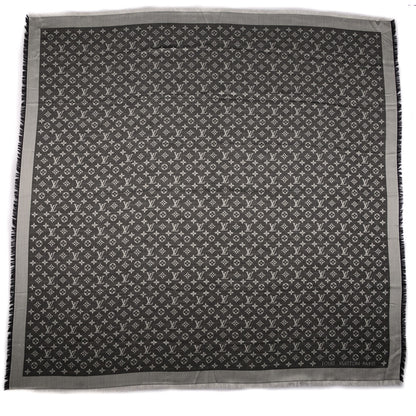Louis Vuitton Wool Silk Monogram Denim Shawl Black 3 of 5