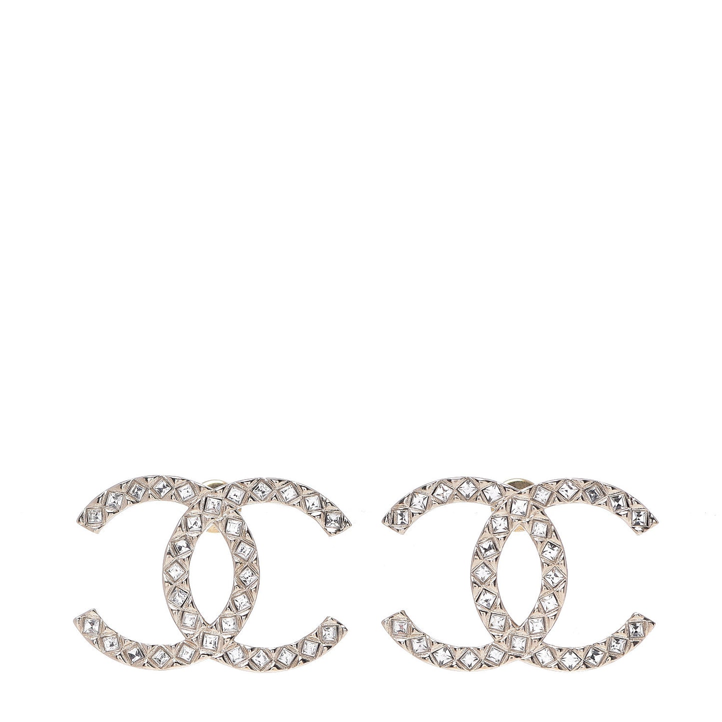 Crystal CC Large Stud Earrings Gold