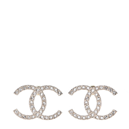 Chanel Crystal CC Large Stud Earrings Gold 1 of 4
