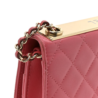 Chanel Lambskin Quilted Trendy CC Wallet On Chain WOC Bright Pink 15 of 18
