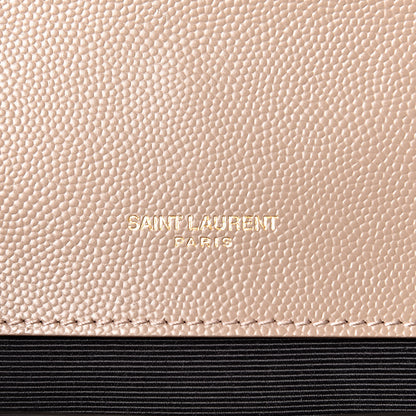 Saint Laurent Grain De Poudre Textured Mixed Matelasse Medium Triquilt Monogram Satchel Taupe 9 of 11