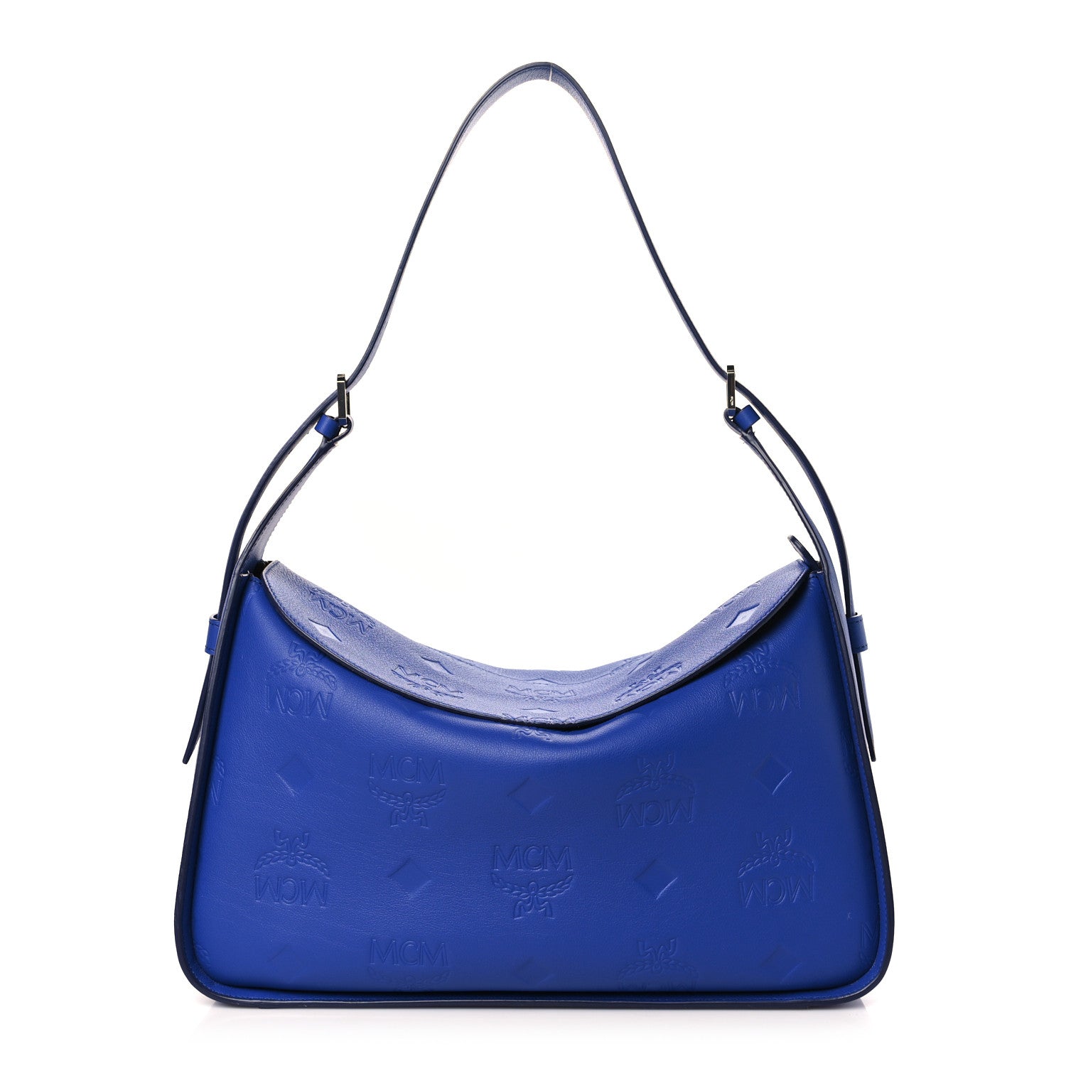 MCM Calfskin Ottomar Medium Aren Flap Hobo Bag Soladite Blue 1 of 8