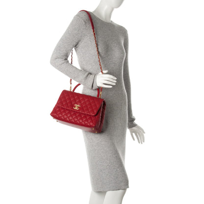 Chanel Caviar Quilted Small Coco Handle Flap Red 2 of 8