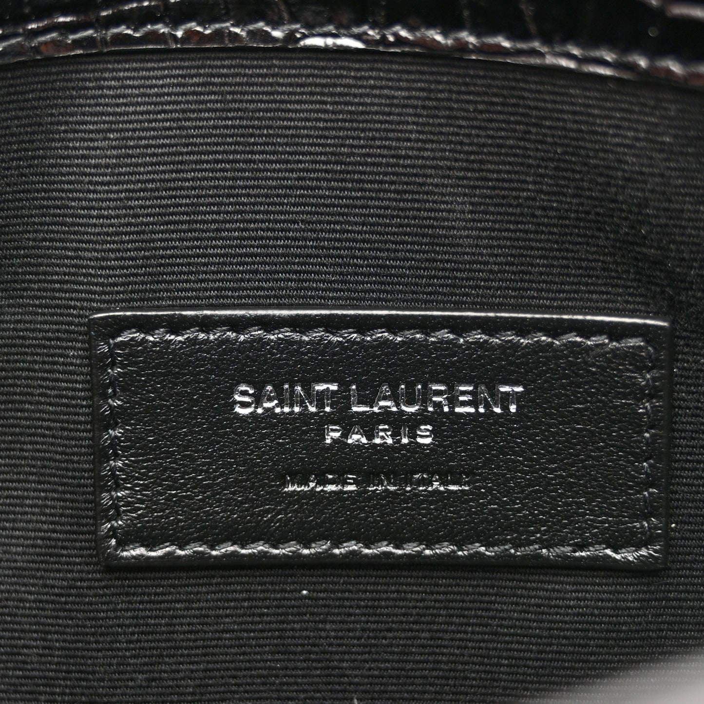 Calfskin Crocodile Embossed Uptown Monogram Pouch Black