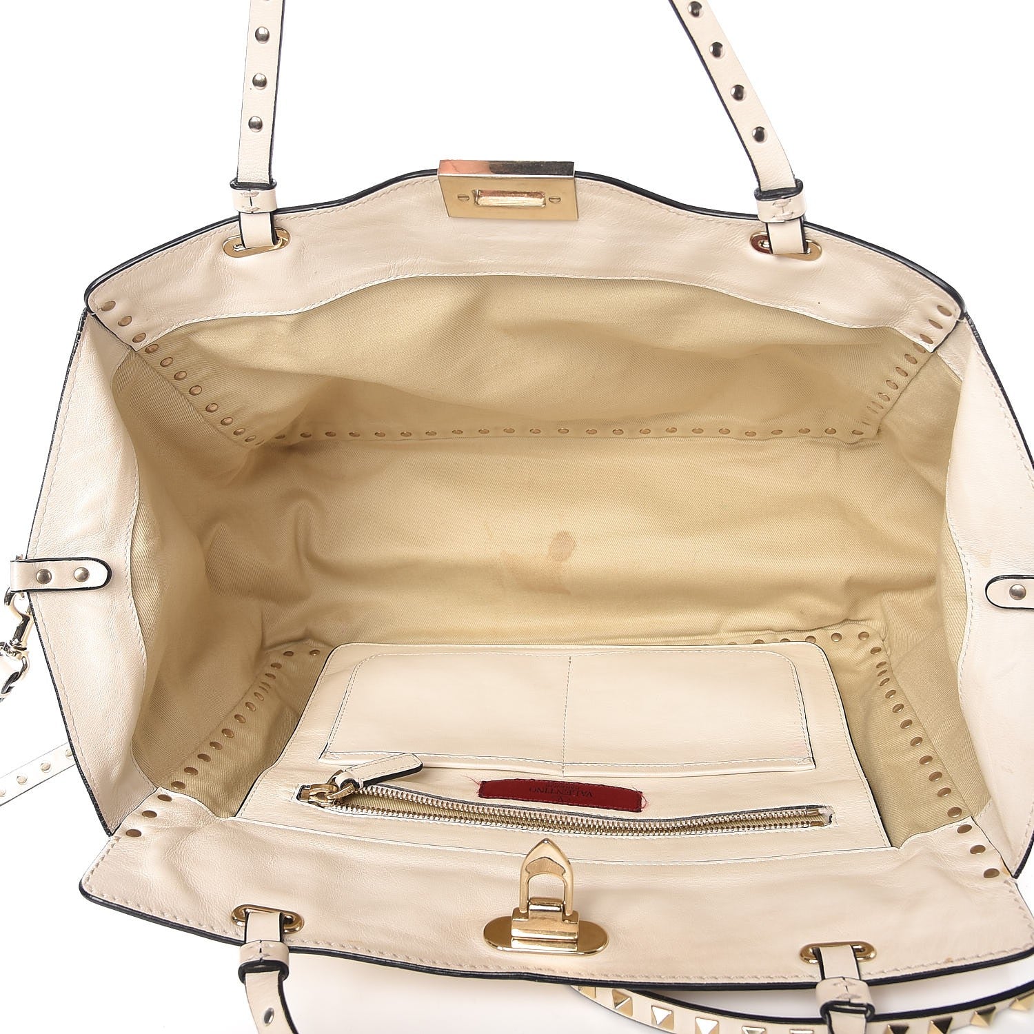 Valentino Garavani Vitello Medium Rockstud Tote Ivory 5 of 13