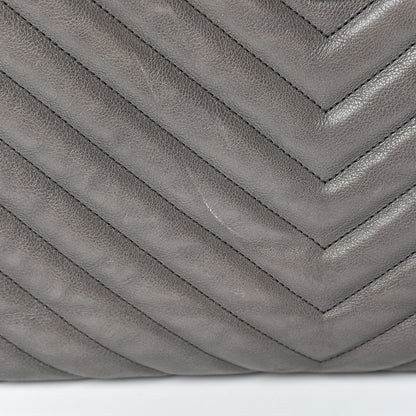 Saint Laurent Sheepskin Matelasse Chevron Large Monogram Shopping Bag Light Coal 12 of 21