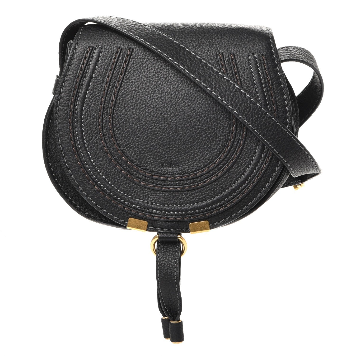 Chloe Calfskin Mini Marcie Round Crossbody Bag Black 1 of 8