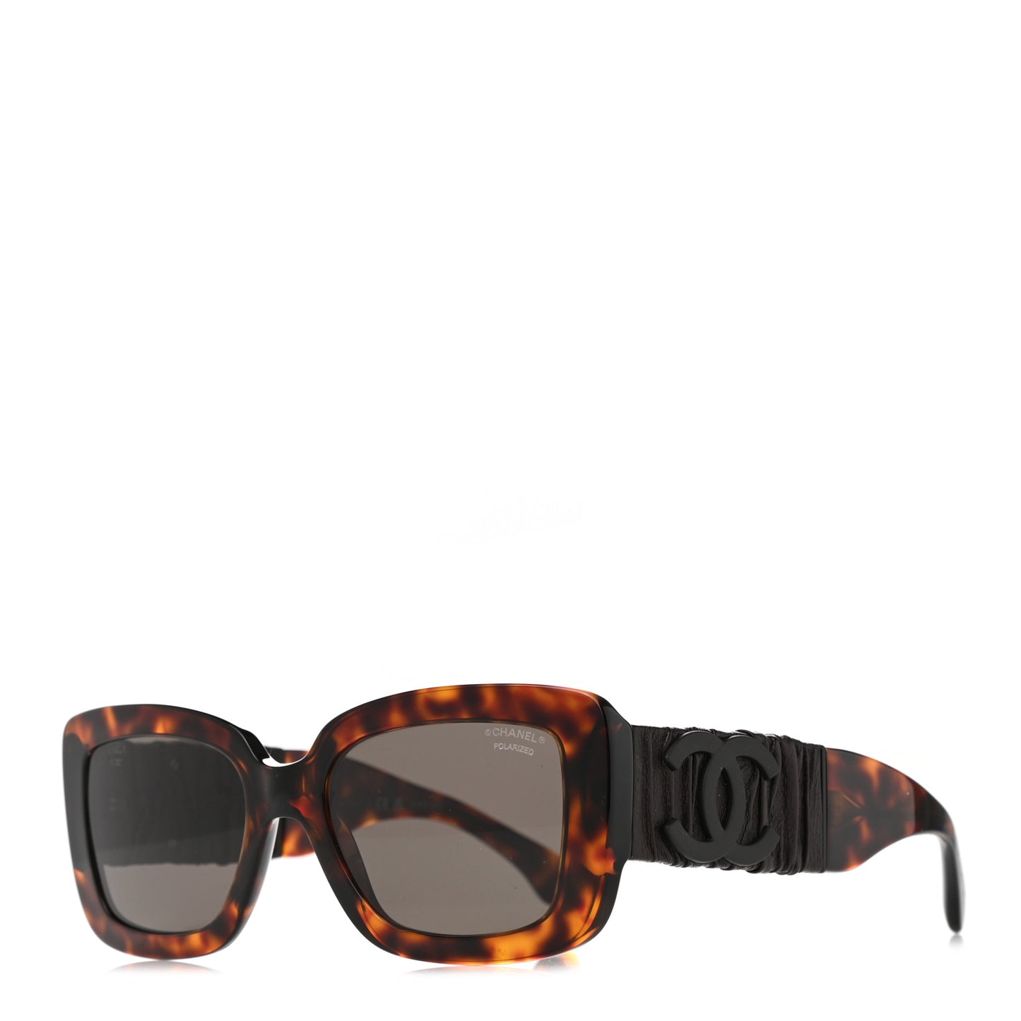Acetate Calfskin Polarized Square Sunglasses 5473-Q Tortoise