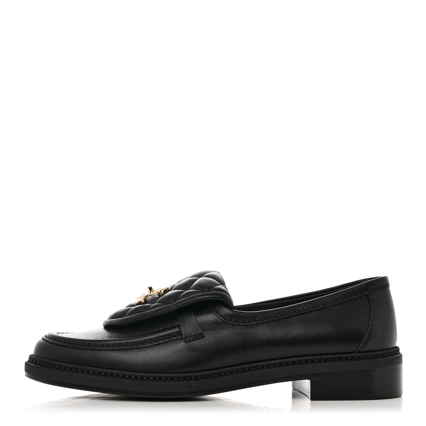 Lambskin Quilted CC Turnlock Loafers 38 Black