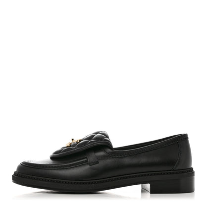 Chanel Lambskin Quilted CC Turnlock Loafers 38 Black 1 of 9