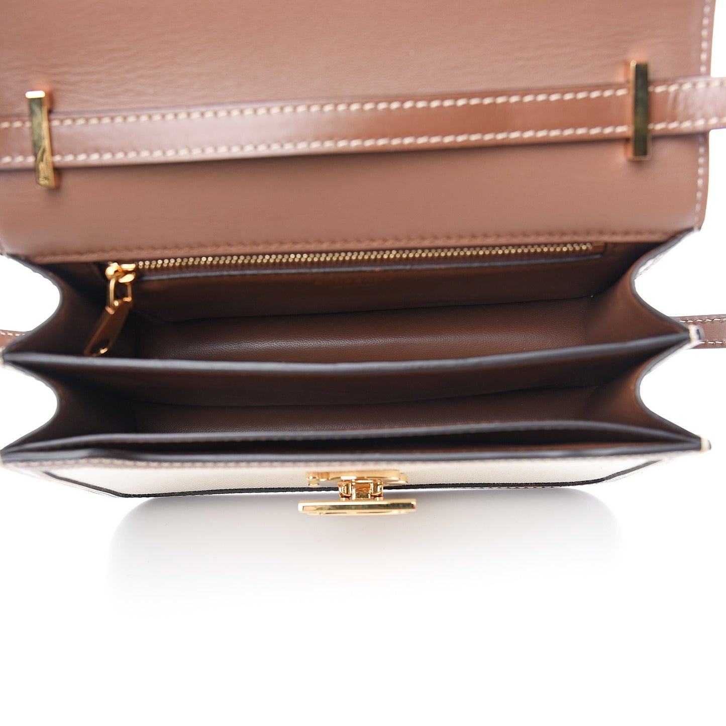 Canvas Calfskin Small TB Bag Natural