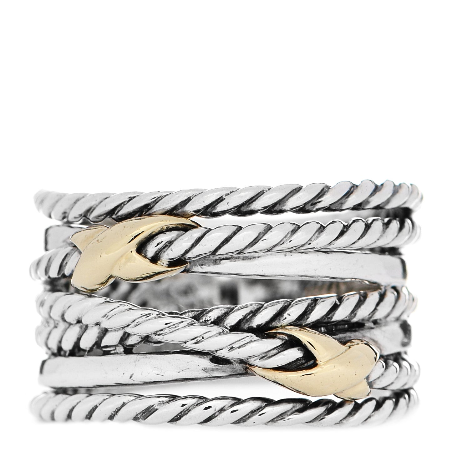 Sterling Silver 18K Yellow Gold Double X Crossover Ring 54 7