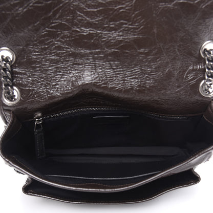 Saint Laurent Crinkled Calfskin Matelasse Monogram Medium Niki Chain Satchel Western Moka 5 of 9