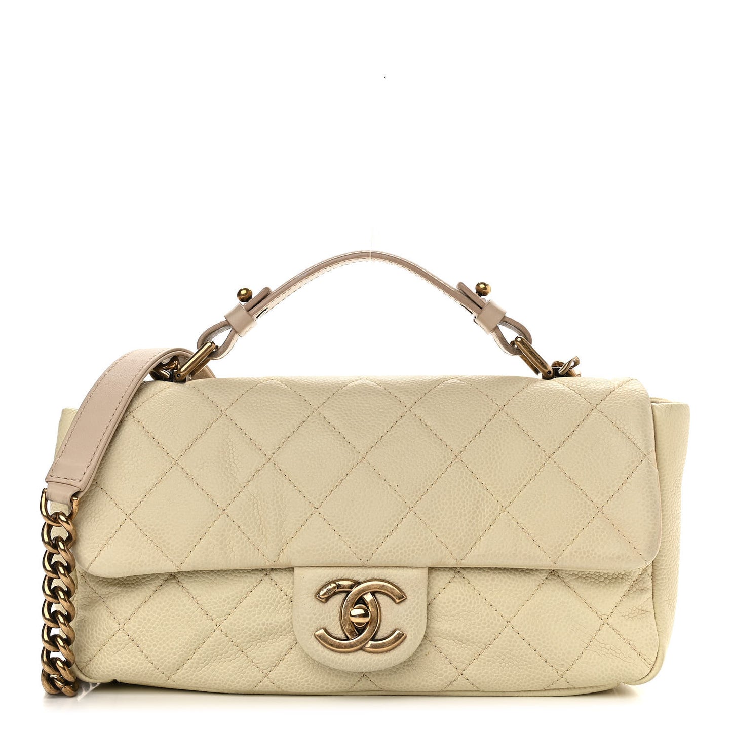 Caviar Quilted Medium Chic Quilt Flap White