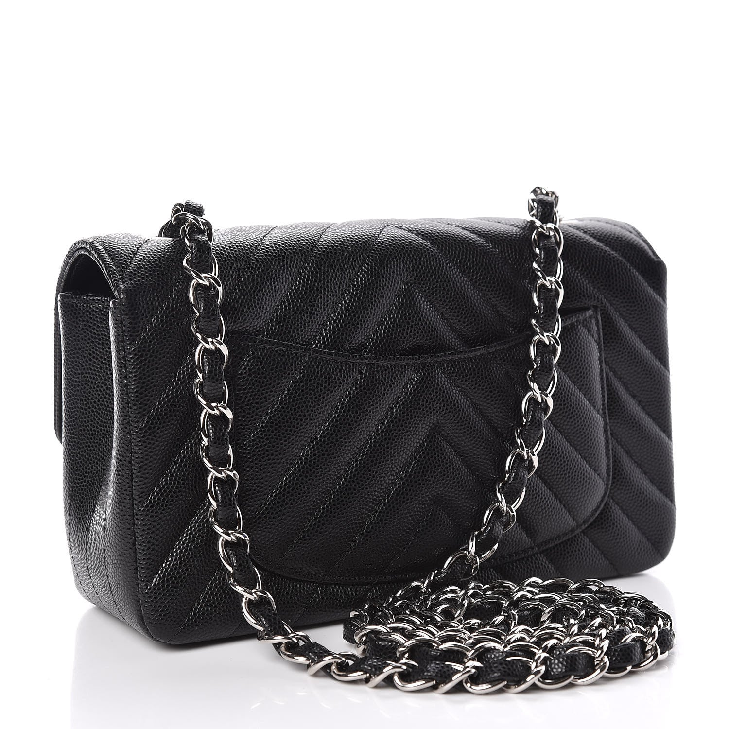 Chanel Caviar Chevron Quilted Mini Rectangular Flap Black 3 of 10
