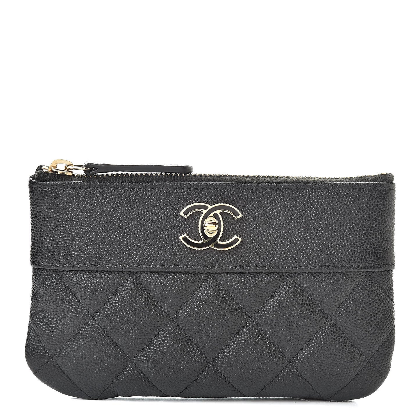 Caviar Quilted Small Vintage Mademoiselle Cosmetic Case Black
