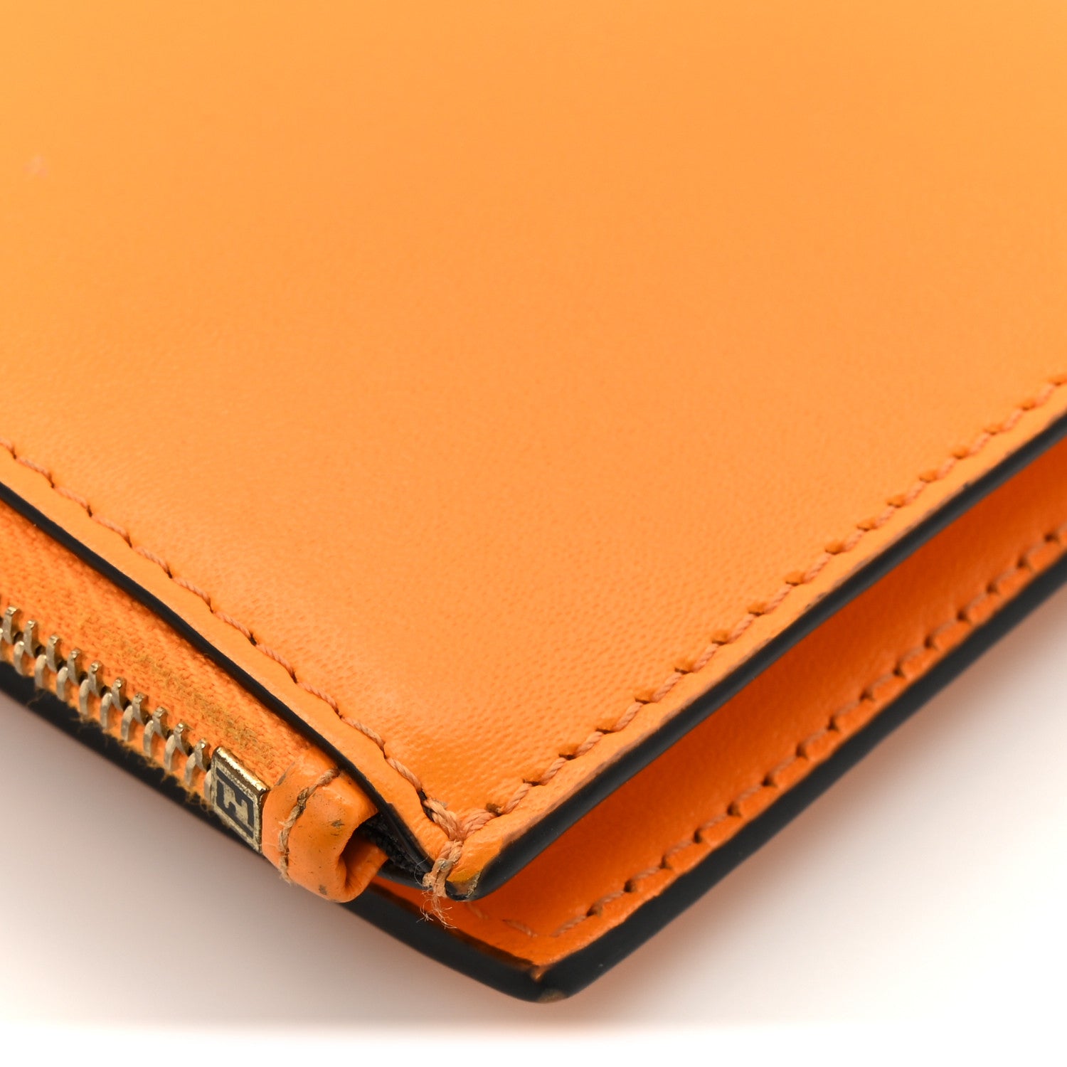 Fendi Vitello King Tamponato Logo Embossed Medium Wallet Clementine 12 of 15