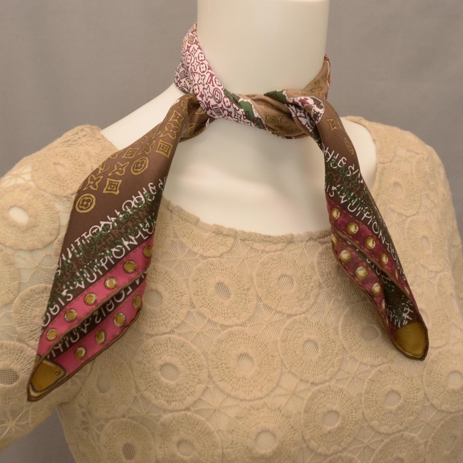 Louis Vuitton Silk Monogram Map Square Scarf 2 of 5