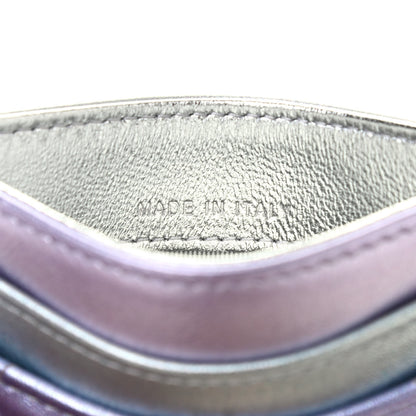 Chanel Gradient Metallic Calfskin Quilted Card Holder Silver Blue Yellow Purple 7 of 8