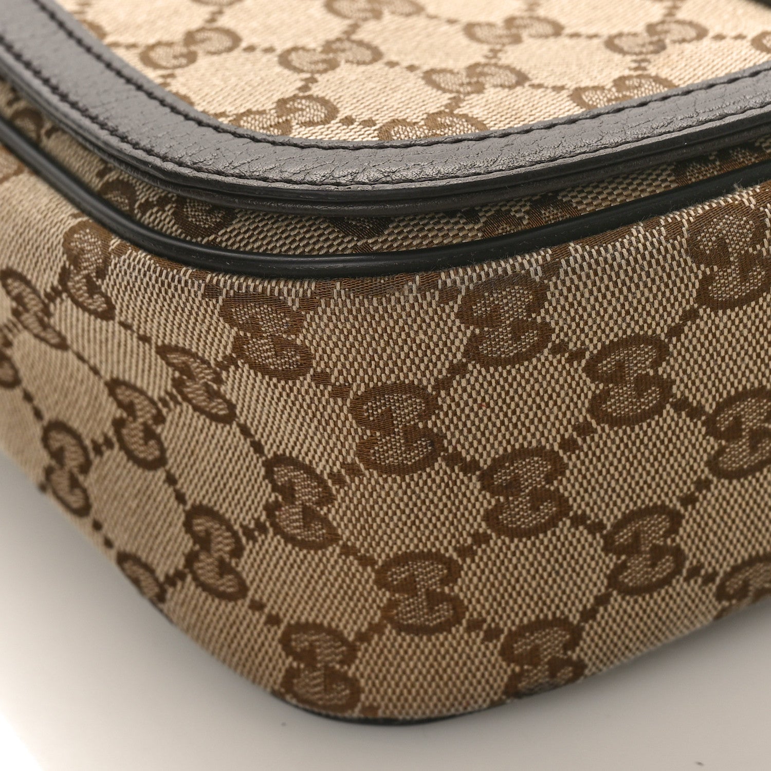 Gucci Monogram Flap Messenger Bag Beige Dark Brown 8 of 10