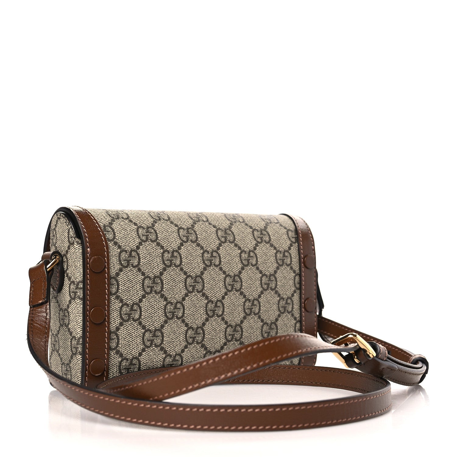 Gucci GG Supreme Monogram Mini Horsebit 1955 Shoulder Bag Beige Brown Sugar 3 of 9