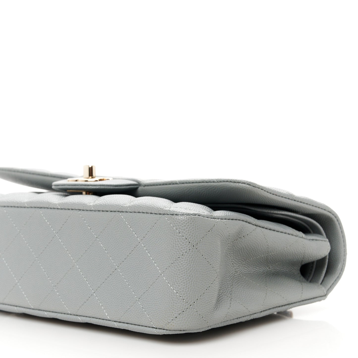 Caviar Quilted Medium Double Flap Grey