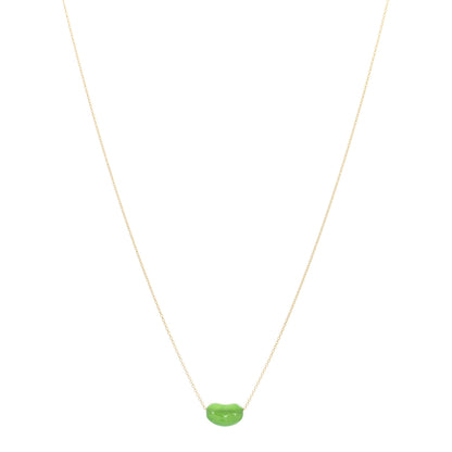 Tiffany 18K Yellow Gold Green Jade 9mm Elsa Peretti Bean Pendant Necklace 1 of 3