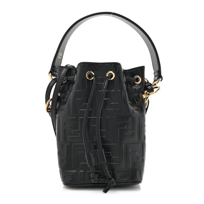 Fendi Vitello Liberty F is Fendi FF 1974 Embossed Mini Mon Tresor Bucket Bag Black 1 of 12