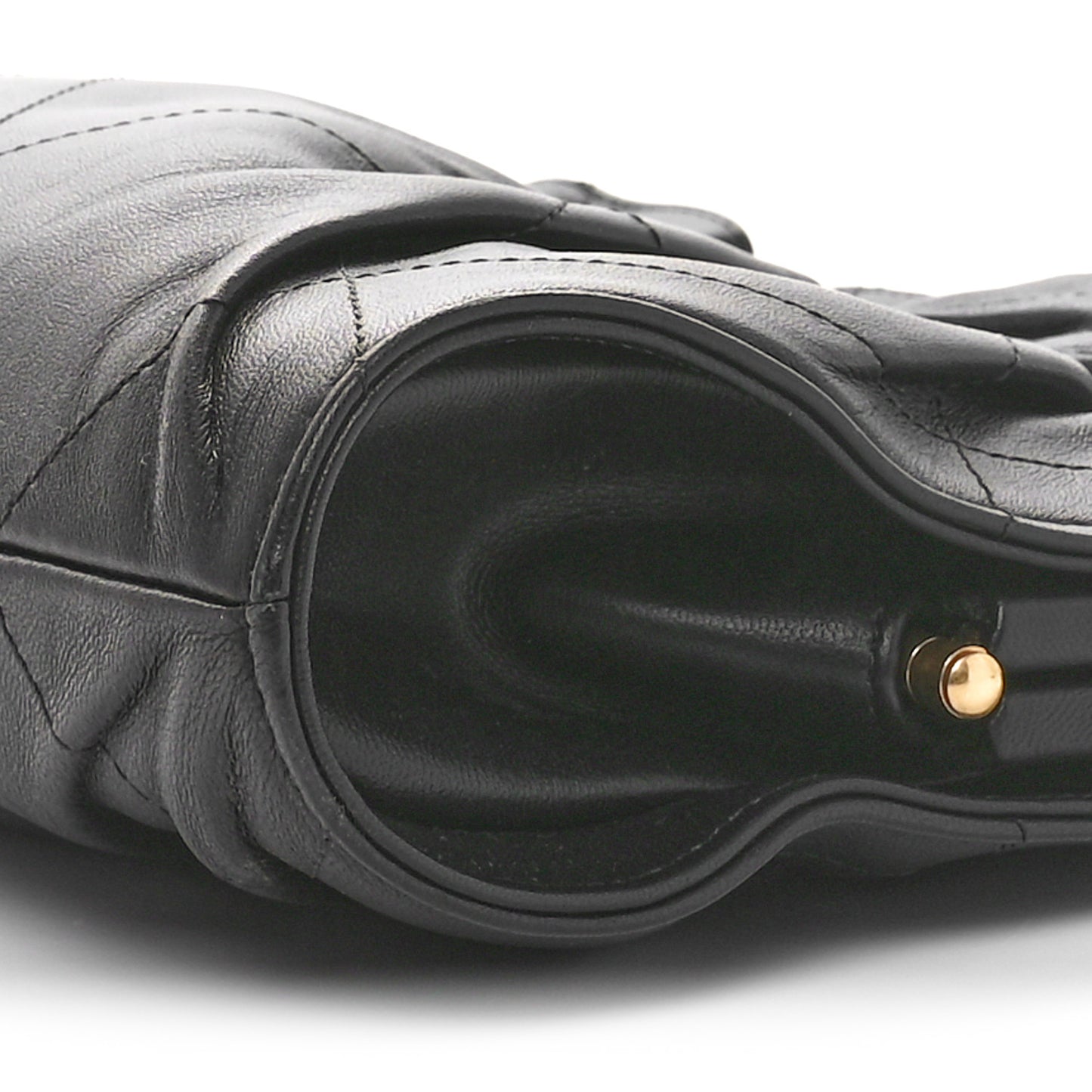 Lambskin Chain Kiss Lock Clutch Black