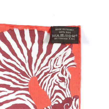 Hermes Silk Carre Zebra Pegasus Nano Scarf 20 Rouge Bordeaux Black 4 of 5