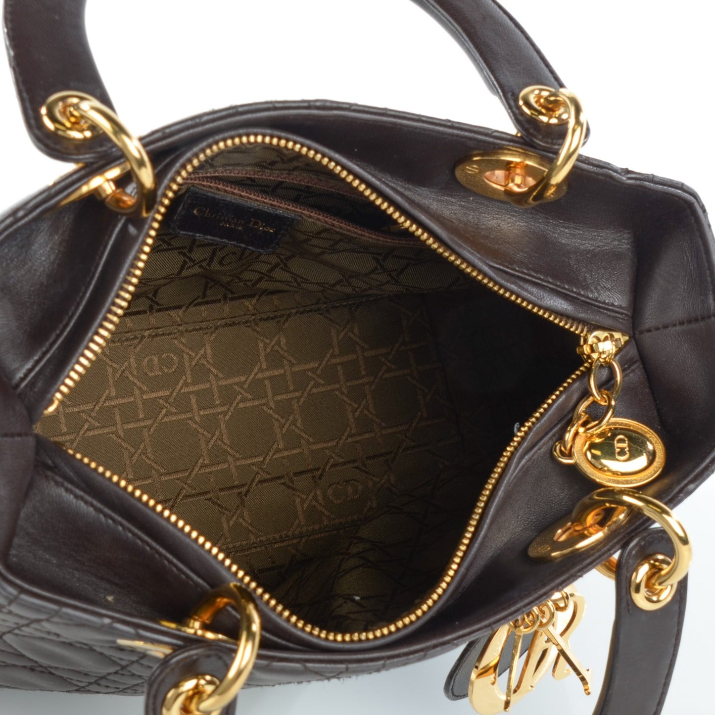 Lambskin Cannage Medium Lady Dior Dark Brown