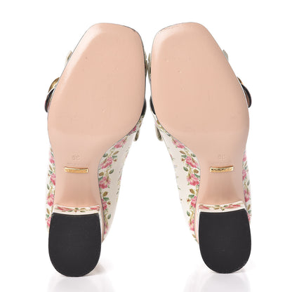 Gucci Calfskin Rose Print GG Marmont Fringe 50mm Loafer Pumps 36 Multicolor 7 of 9